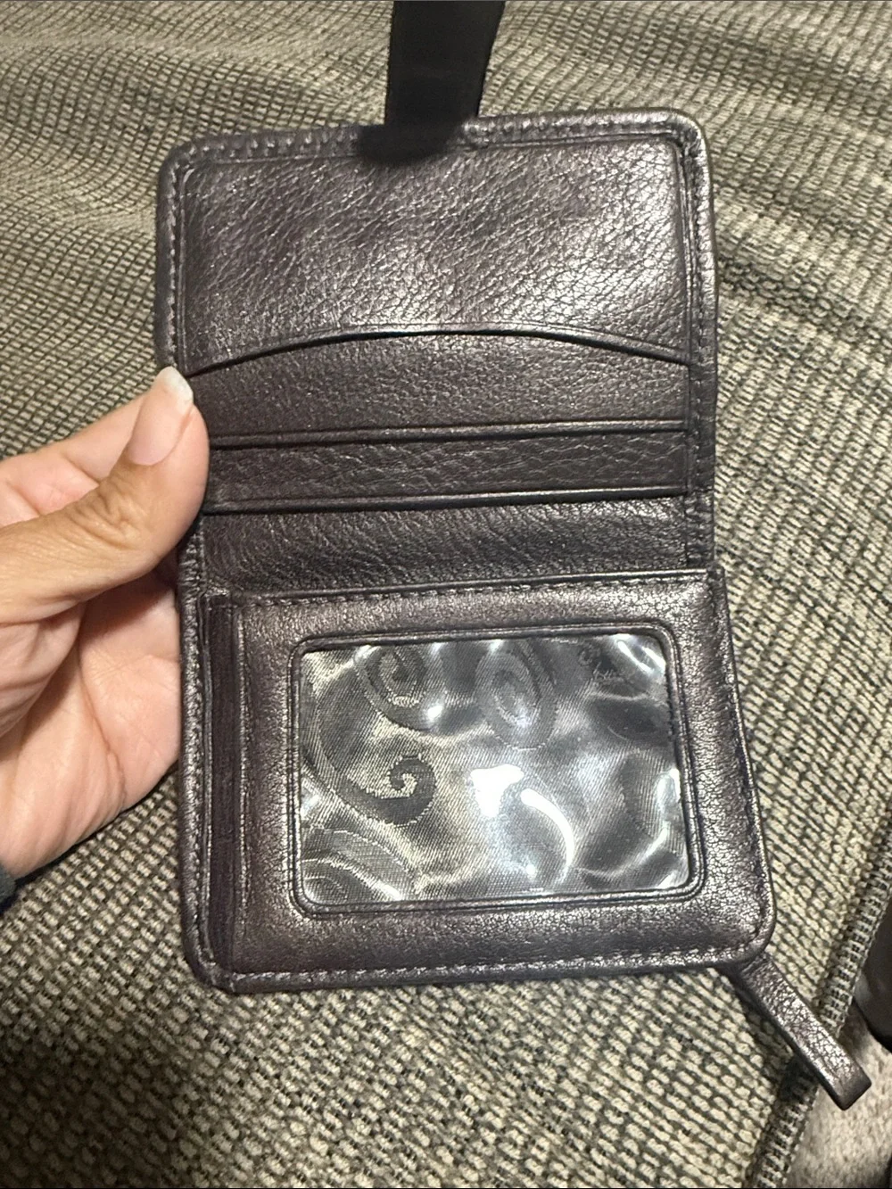 Vintage Brighton Metallic Bronze Rose-Accent Leather Wallet